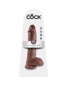 king cock pene realistico con testiculos 255 cm marron VIBRASHOP