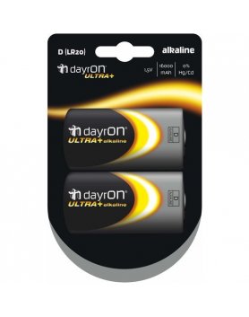 PILA ALCALINA LR20 1,5V DAYRON PACK 2 VIBRASHOP